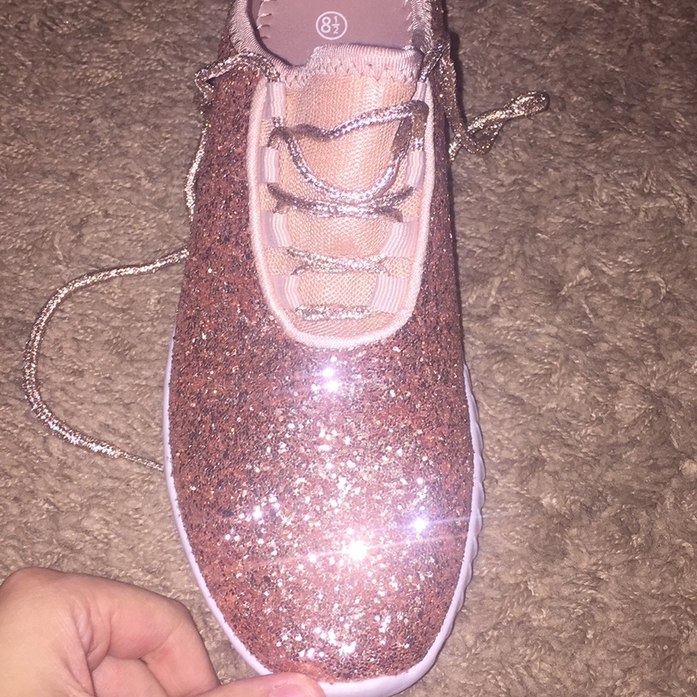Rose Gold Sparkly tennis shoes!